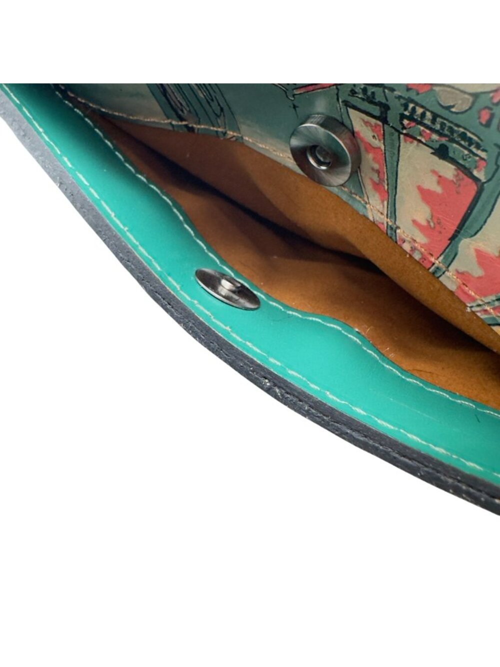 Patricia Nash Lanza Beautiful Girl Print Leather Crossbody Bag Push Lock Closure - Picture 12 of 16